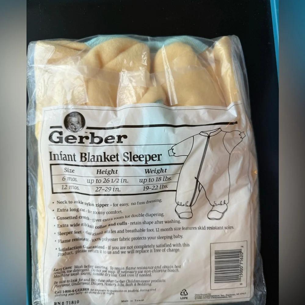 Vintage Gerber Sleepwear 6 Months up to 18 lbs Infant Blanket Sleeper Breathable